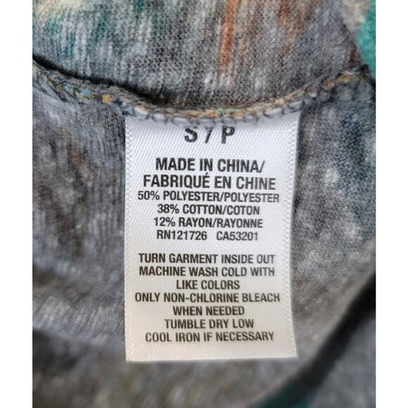 Aeropostale Floral Print T-Shirt S/P Tropical Gray Yellow Teal Short‎ Sleeve - Picture 4 of 4